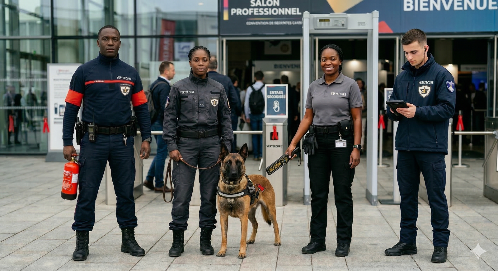 Equipe agents VERYSECURE - SSIAP, cynophile, filtrage, Ile-de-France